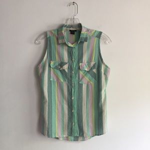 pastel striped button down tank